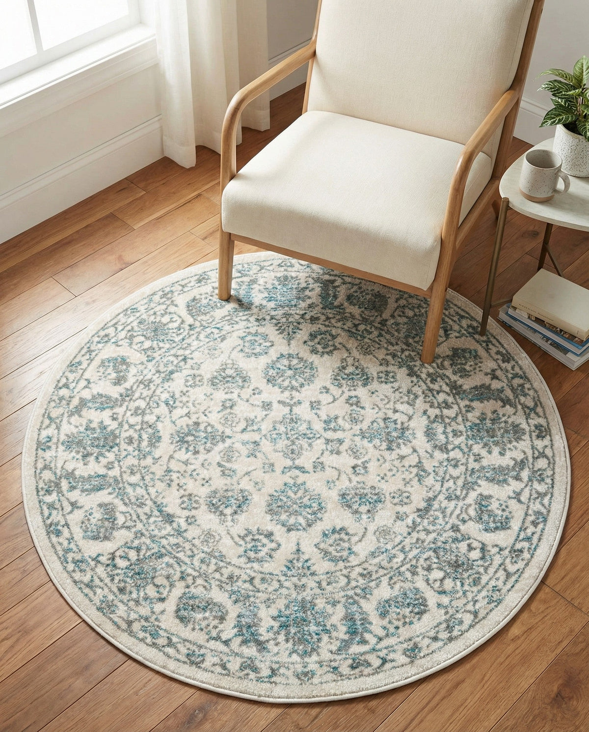 Metro Heights Collection Area Rug -  Astoria Round Teal  lifestyle 94