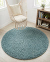 Eternal Plush Oasis Collection Area Rug -  Tranquility (Slate Blue) Round Slate Blue  lifestyle 61