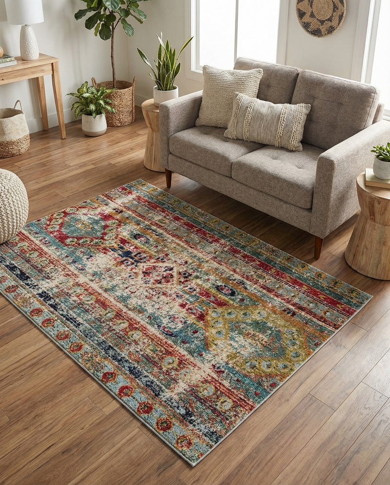 Sedona Vista Collection Area Rug -  Navajo Rectangle Blue  lifestyle 38