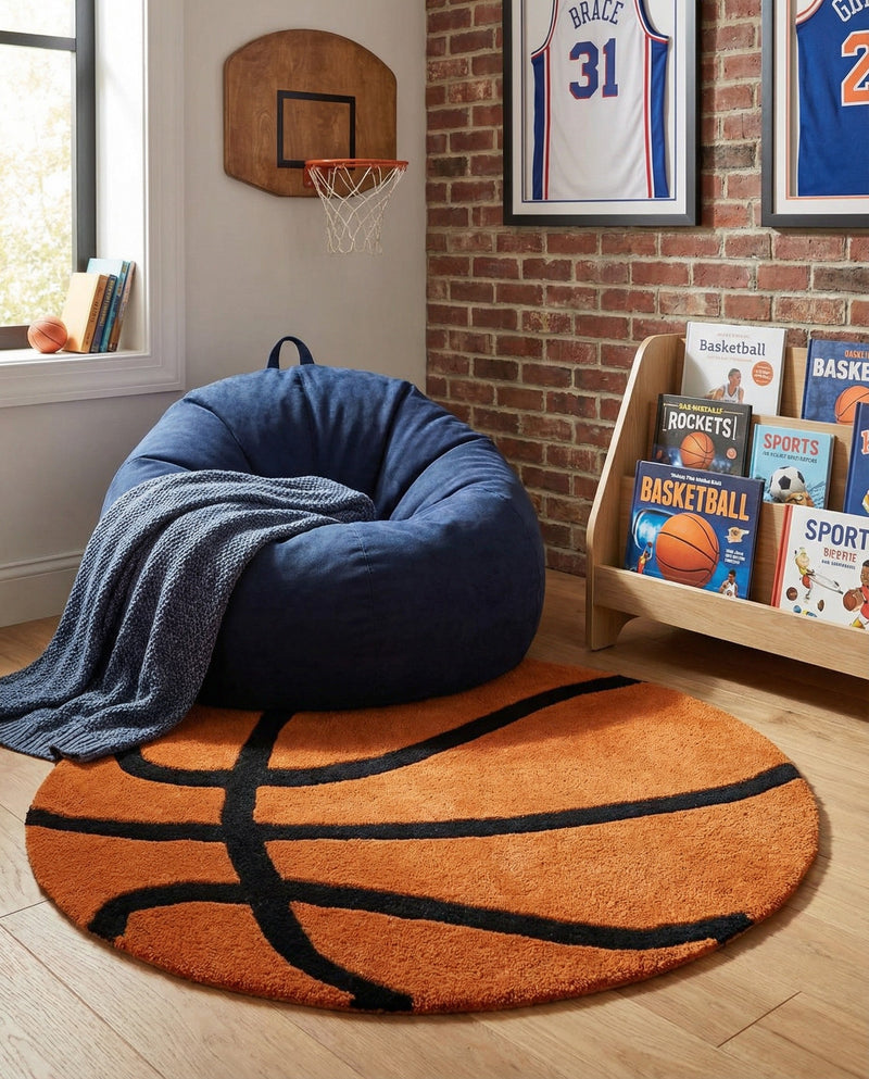 Whimsy Wonders Wool Collection Area Rug -  Garden Round Orange  lifestyle 7