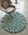 Woolen Sphere Collection Area Rug - Orbsburg (Blue) Round Blue  lifestyle 54