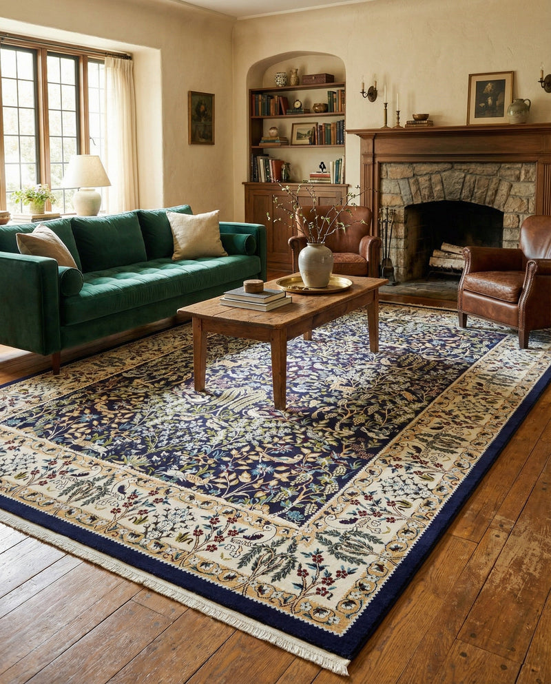 Persian Elegance Collection Area Rug -  Kerman (Navy Blue) Rectangle Navy Blue  lifestyle 8