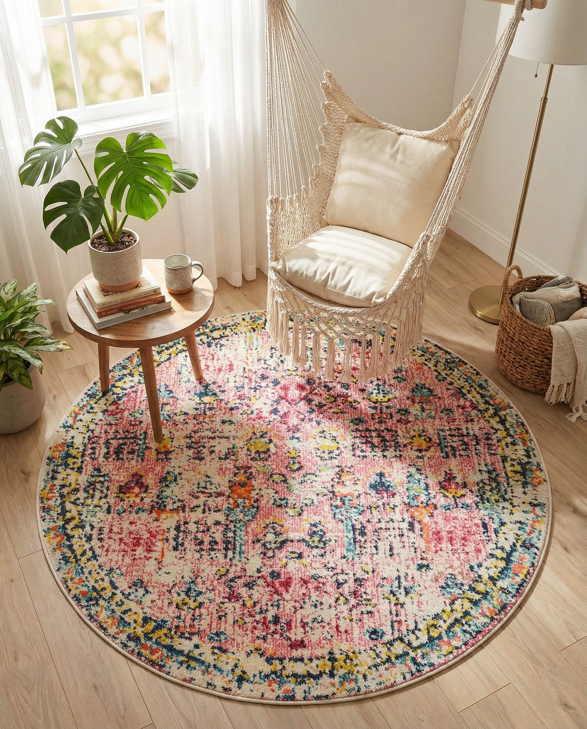 Sierra Collection Area Rug -  Shasta Round Pink  lifestyle 130