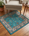 Casablanca Tapestry Collection Area Rug -  Marrakech (Arctic Aqua Blue) Square Arctic Aqua Blue  lifestyle 28