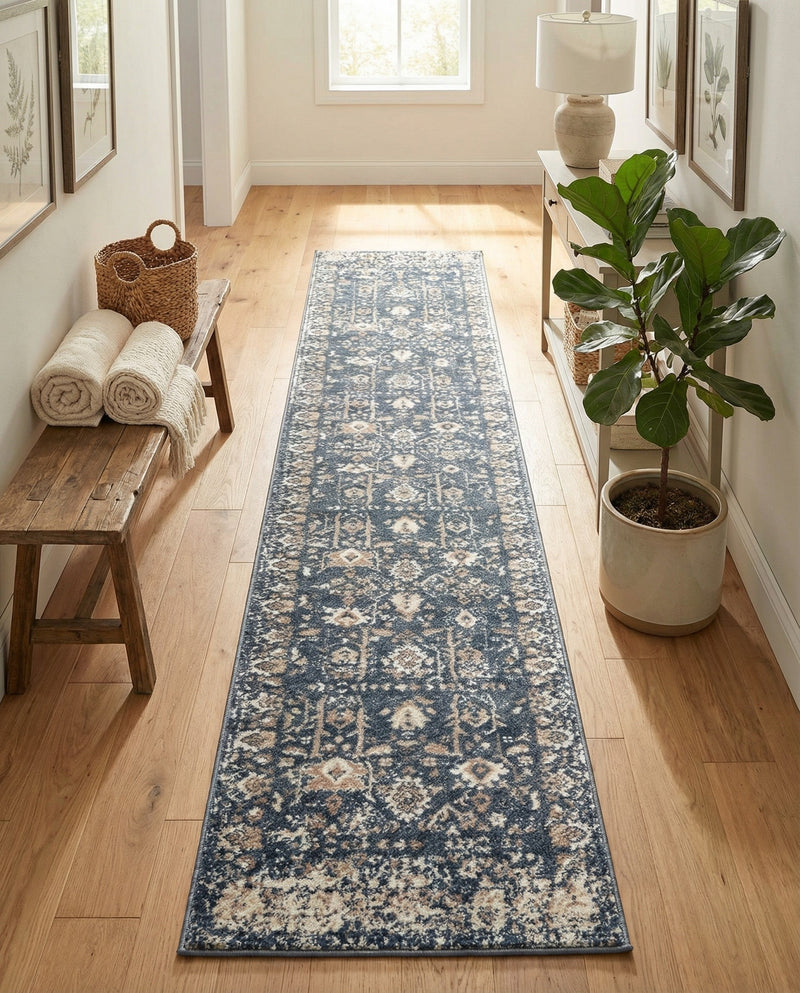 Cascade Range Collection Area Rug -  Shasta (Blue) Runner Blue  lifestyle 81