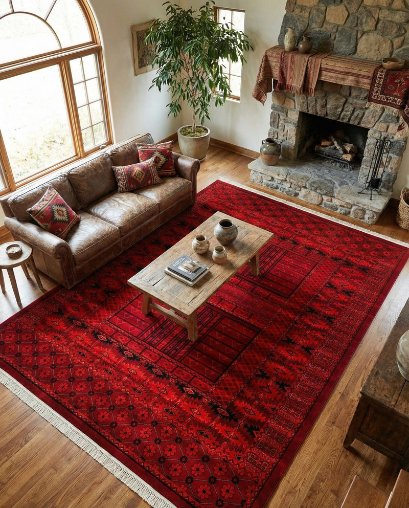 Samarkand Elegance Collection Area Rug -  Ark Rectangle Red  lifestyle 16