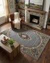 Tabriz Tapestry Collection Area Rug - Azerbaijan (Gray) Rectangle Gray  lifestyle 17