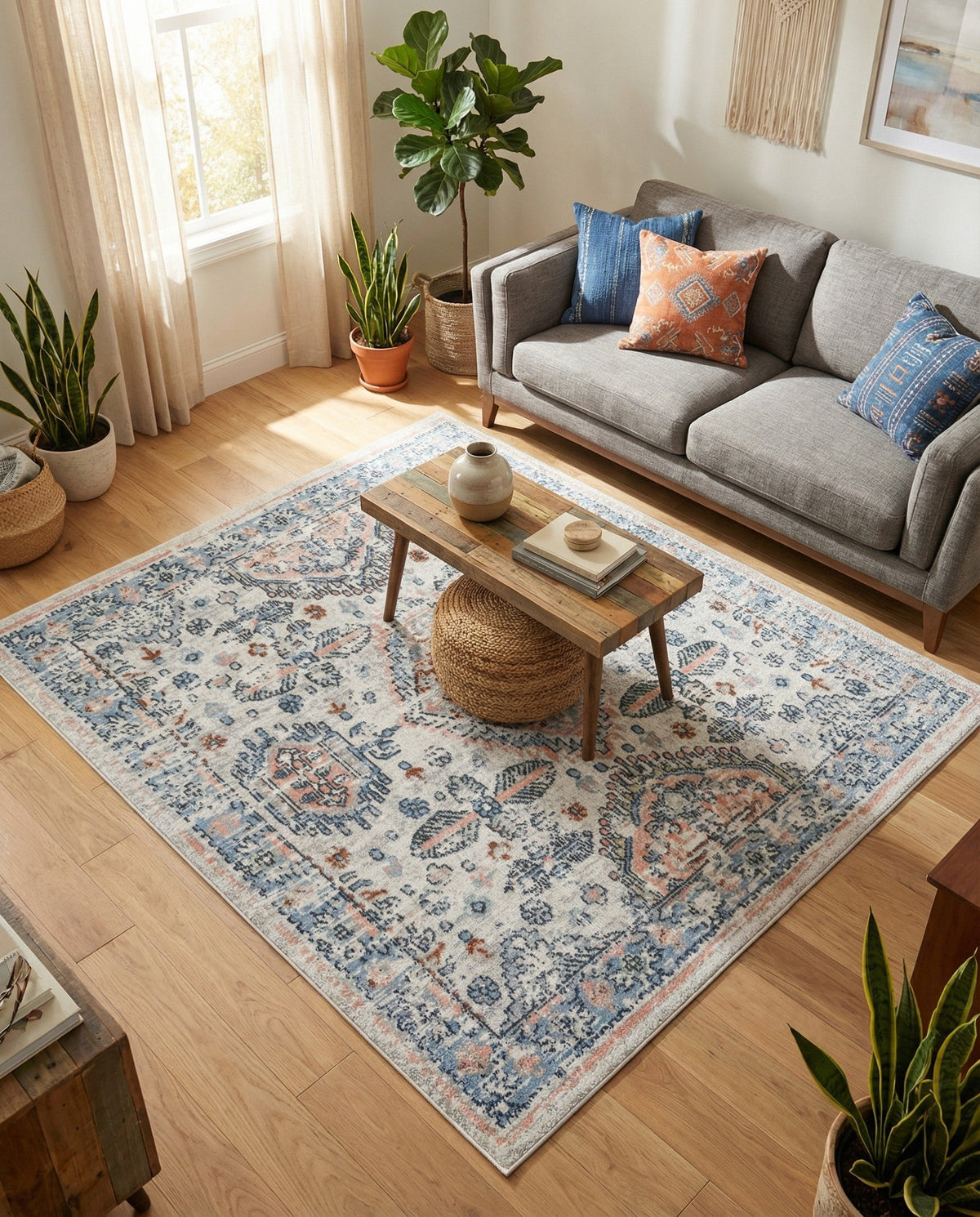 Aegean Elegance Washables Collection Area Rug -  Patmos Square Ivory  lifestyle 82