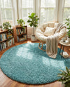 Alpine Plush Collection Area Rug -  Cortina (Aqua) Round Aqua  lifestyle 78