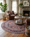 Heritage Elegance Collection Area Rug -  Schonbrunn Round Burgundy  lifestyle 93
