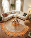 Dover Terrace Collection Area Rug - Marina (Orange) Round Orange  lifestyle 68