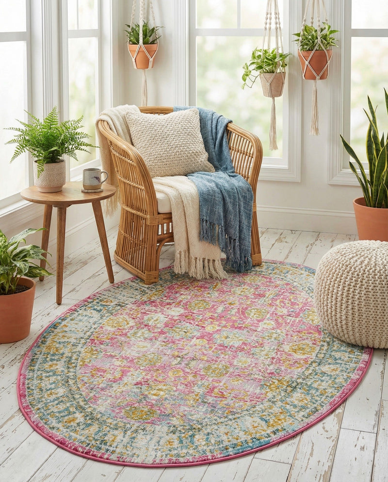 Arcadia Rugs Collection Area Rug -  Shangri-La Oval Pink  lifestyle 74