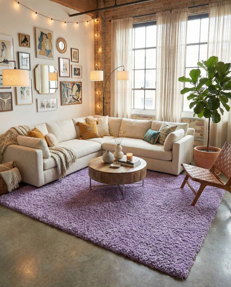 Plush Oasis Collection Area Rug - Serenity (Lilac) Rectangle Lilac  lifestyle 31