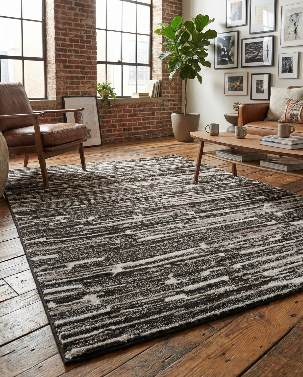 Sienna Collection Area Rug -  Rome Rectangle Black and Ivory  lifestyle 70