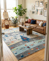 Colorburst Oasis Collection Area Rug -  Mosaic Rectangle Ivory Gray Blue  lifestyle 14
