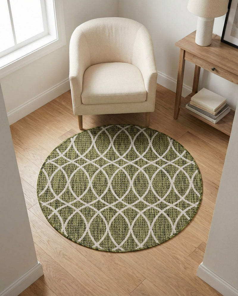 Savannah Pergola Collection Area Rug -  Pavilion (Green) Round Green  lifestyle 47