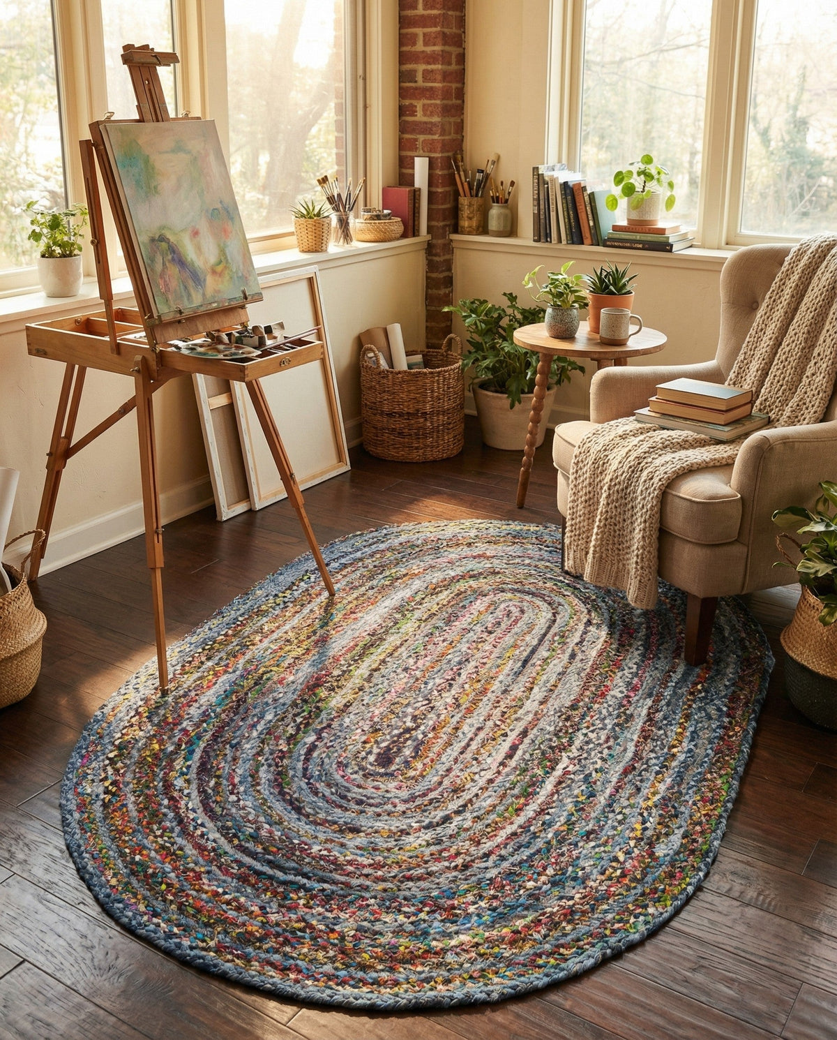 Woven Udaipur Collection Area Rug - Sahara Oval Blue and Multi  lifestyle 112