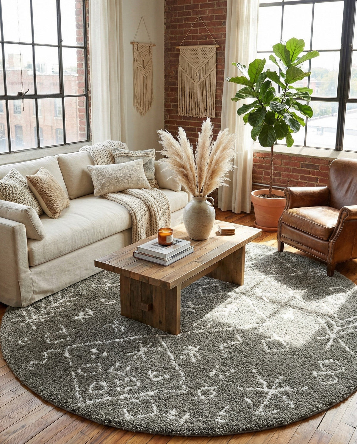 Casablanca Comfort Collection Area Rug - Sahara Round Gray  lifestyle 129