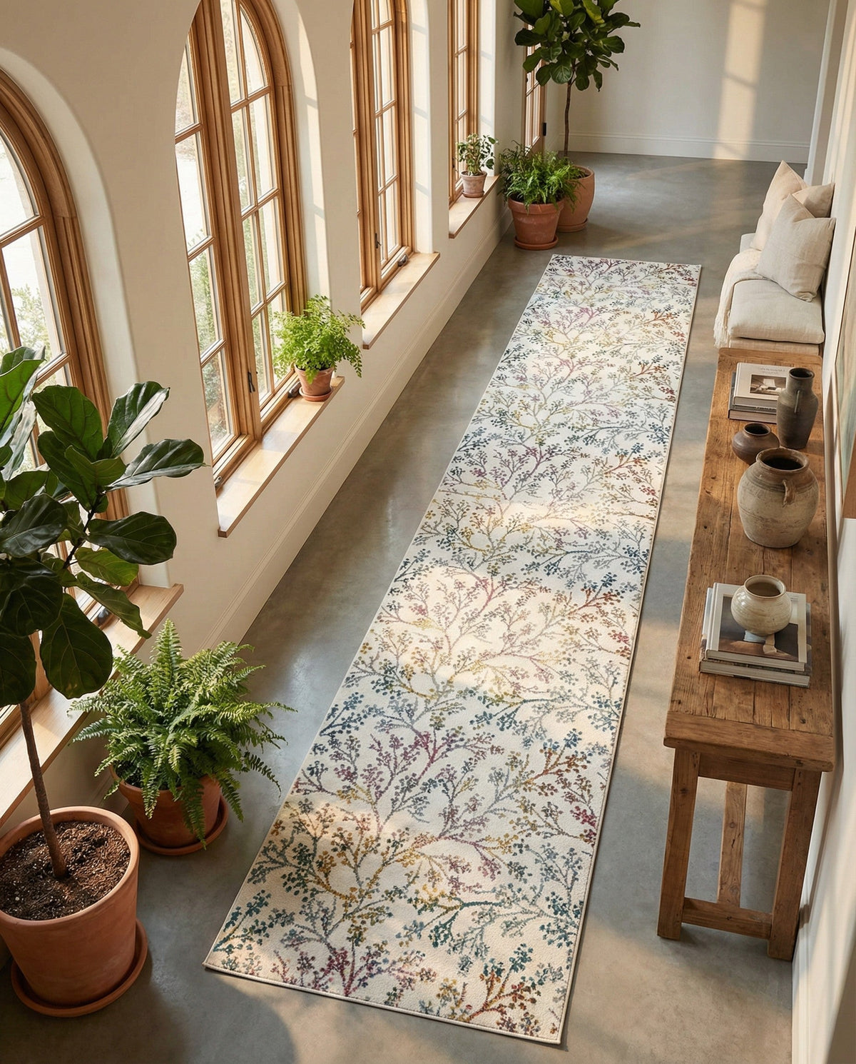 Meadow Breeze Collection Area Rug -  Sunbeam Runner Ivory  lifestyle 183