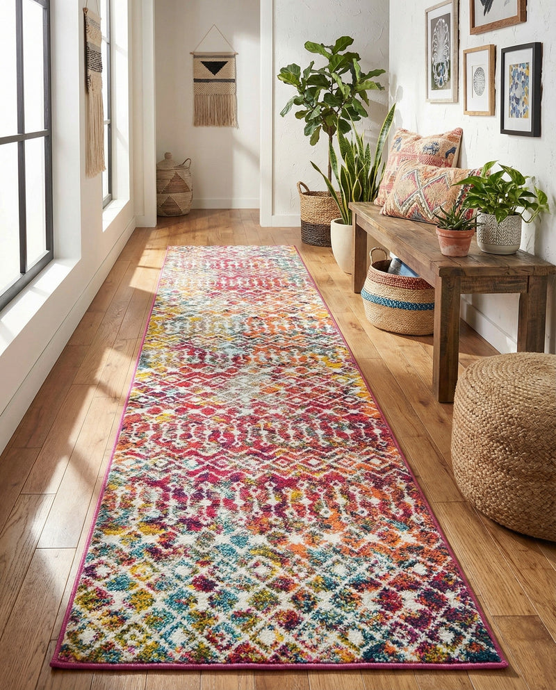 Mediterranean Lattice Collection Area Rug - Santorini (Multi) Runner Multi  lifestyle 75