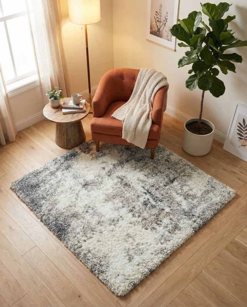 Cozy Haven Shag Collection Area Rug -  Tranquility (Pebble Gray) Square Pebble Gray  lifestyle 43