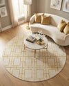 Hollywood Luxe Collection Area Rug -  Beverly (White Gold) Round White Gold  lifestyle 49