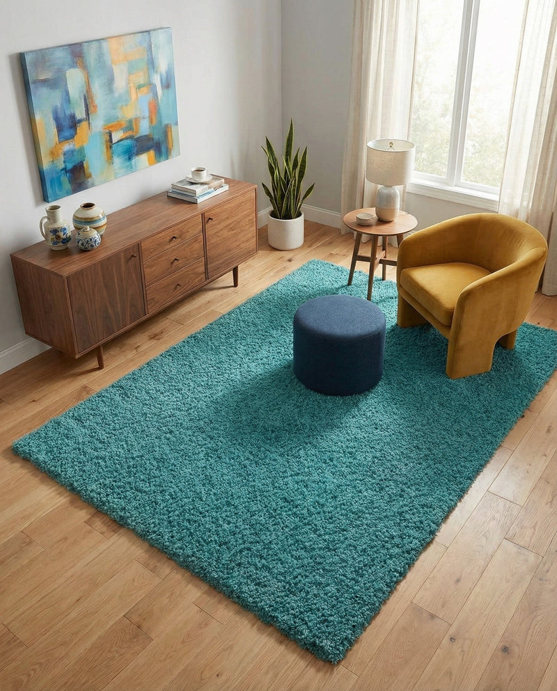 Plush Oasis Collection Area Rug - Serenity (Deep Aqua Blue) Rectangle Deep Aqua Blue  lifestyle 29