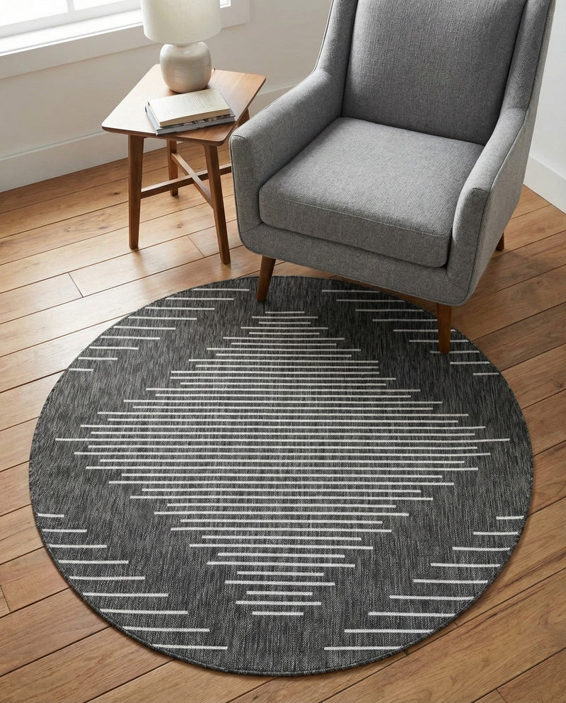 Urban Terrace Collection Area Rug -  Chelsea (Charcoal Gray) Round Charcoal Gray  lifestyle 74