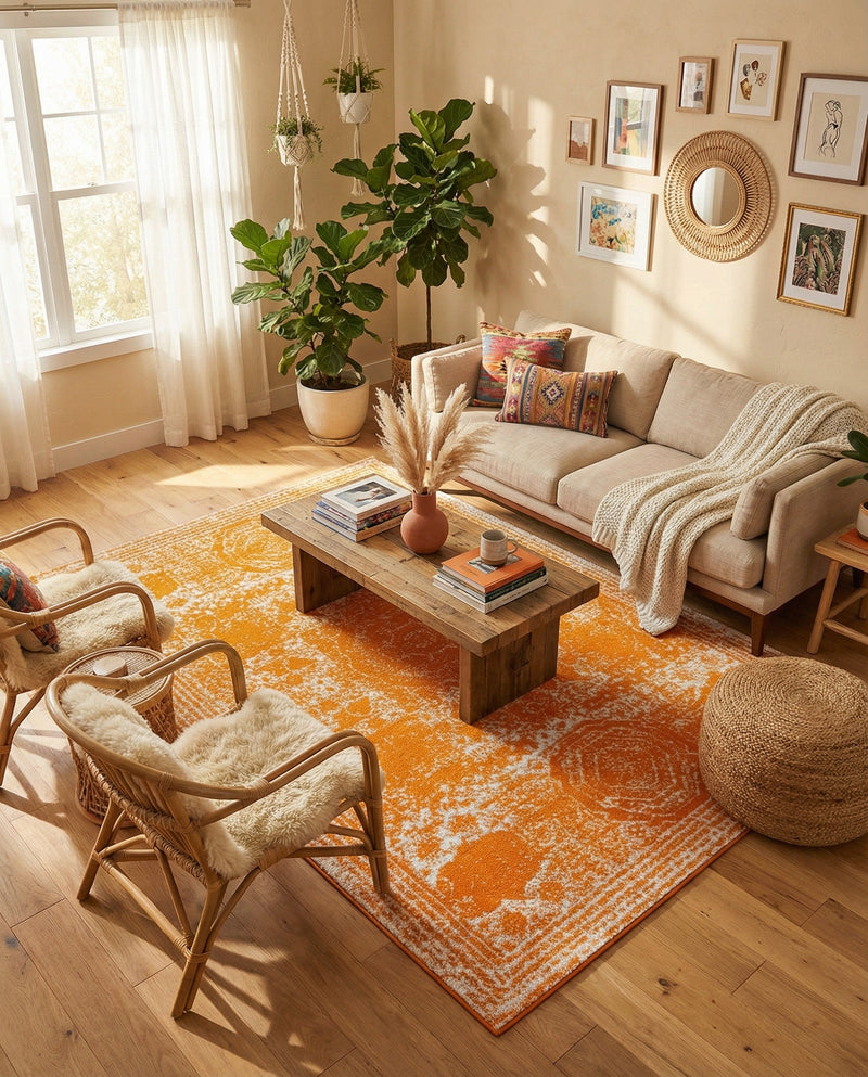 Dover Terrace Collection Area Rug -  Lagoon (Orange) Rectangle Orange  lifestyle 18