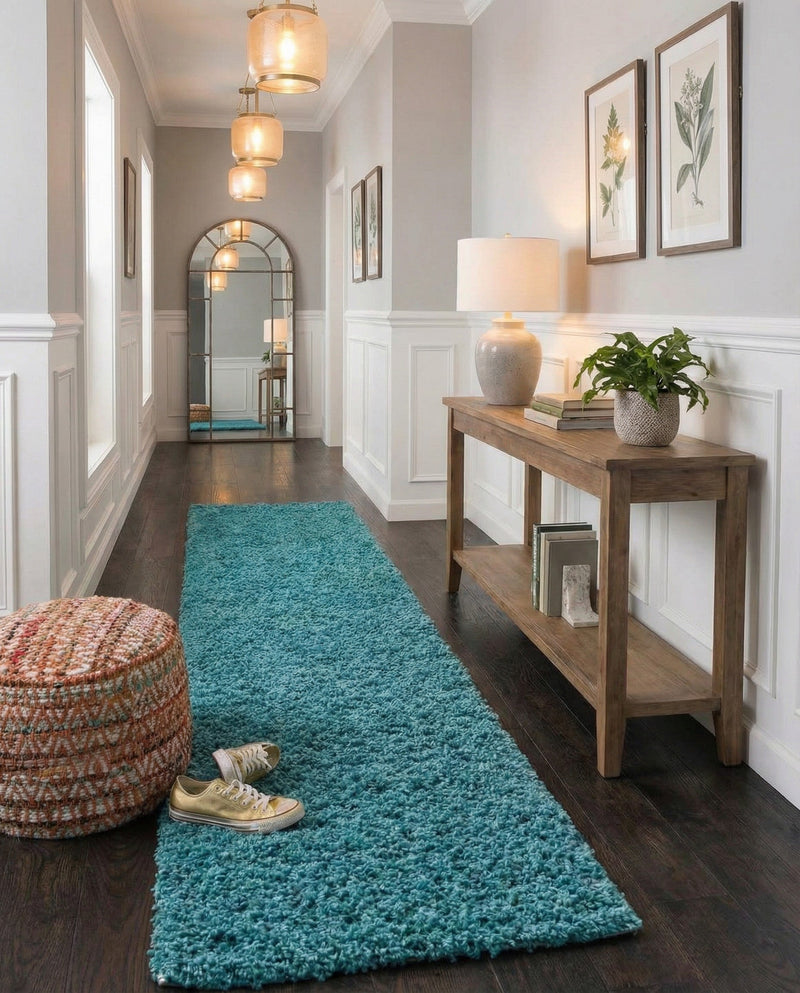 Plush Oasis Collection Area Rug - Serenity (Deep Aqua Blue) Runner Deep Aqua Blue  lifestyle 66