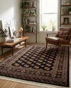 Samarkand Elegance Collection Area Rug -  Margilan (Black) Rectangle Black  lifestyle 28
