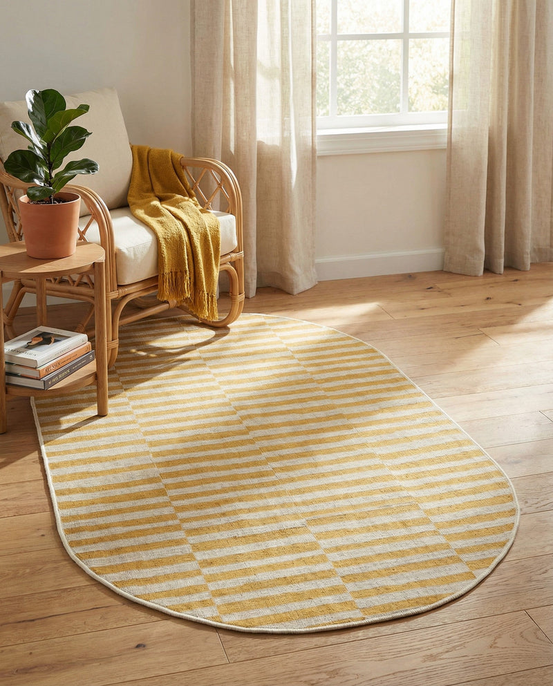 Soho Elegance Collection Area Rug -  Hudson (Yellow) Oval Yellow  lifestyle 62