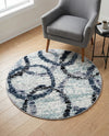 Santa Fe Trails Collection Area Rug -  Taos Round Ivory  lifestyle 48