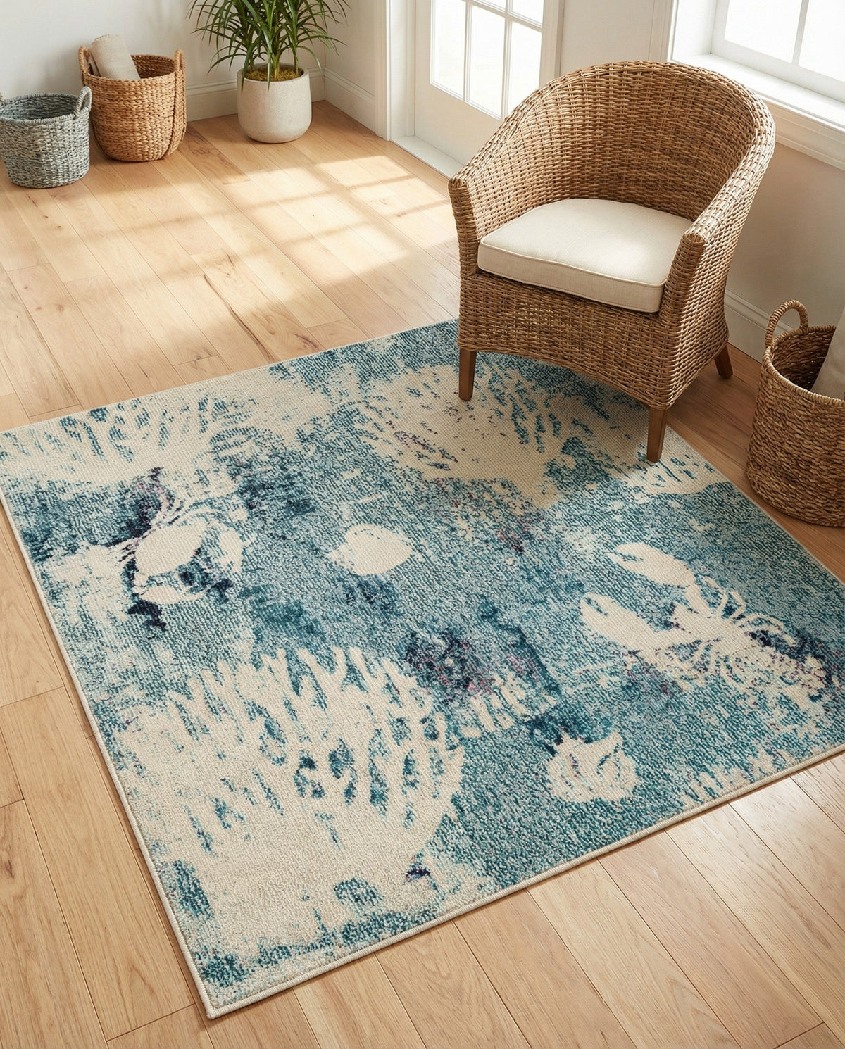 Sorrento Shores Collection Area Rug -  Vico Square Light Blue  lifestyle 48