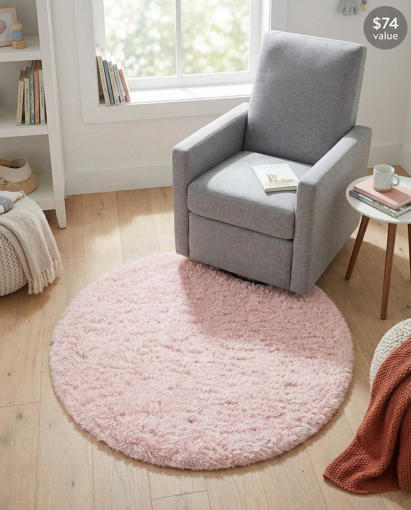 Eternal Plush Oasis Collection Area Rug -  Tranquility (Pink Lace) Round Pink Lace  lifestyle 60