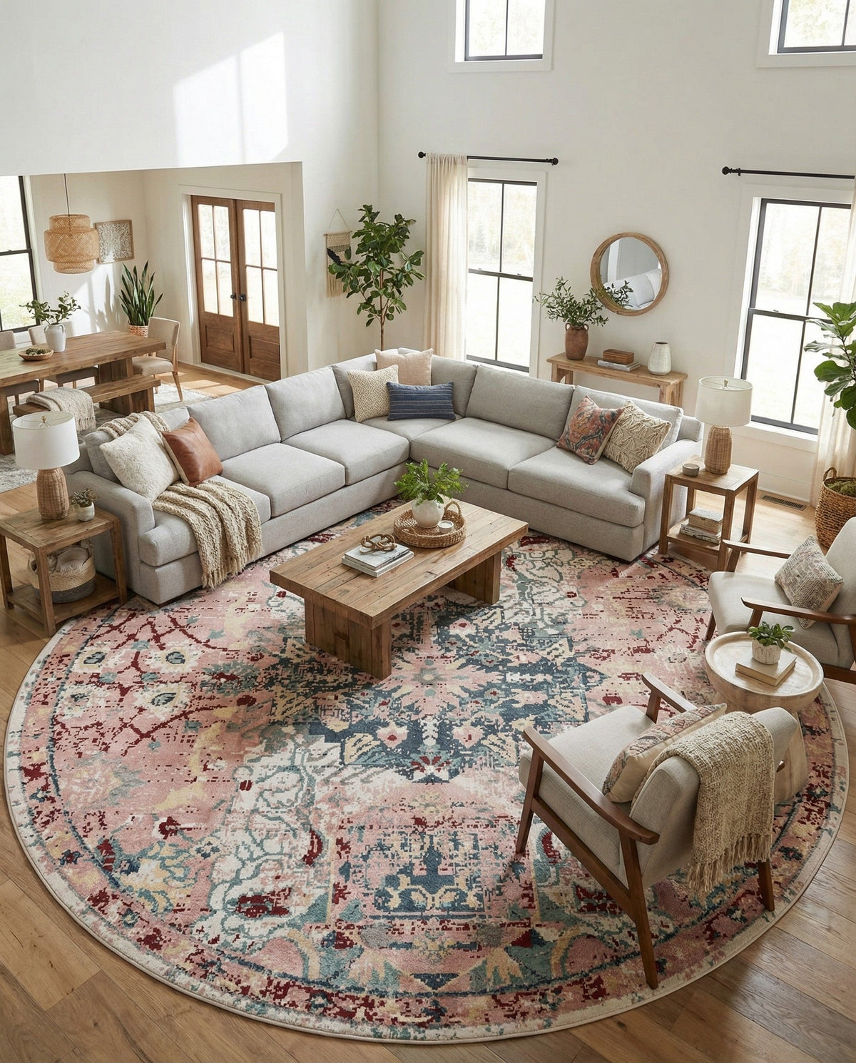 Savannah Elegance Collection Area Rug -  Azalea Round Pink  lifestyle 153