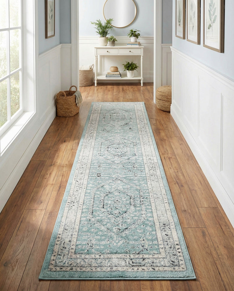 Adriana Terrace Collection Area Rug - Capri (Aqua) Runner Aqua  lifestyle 63
