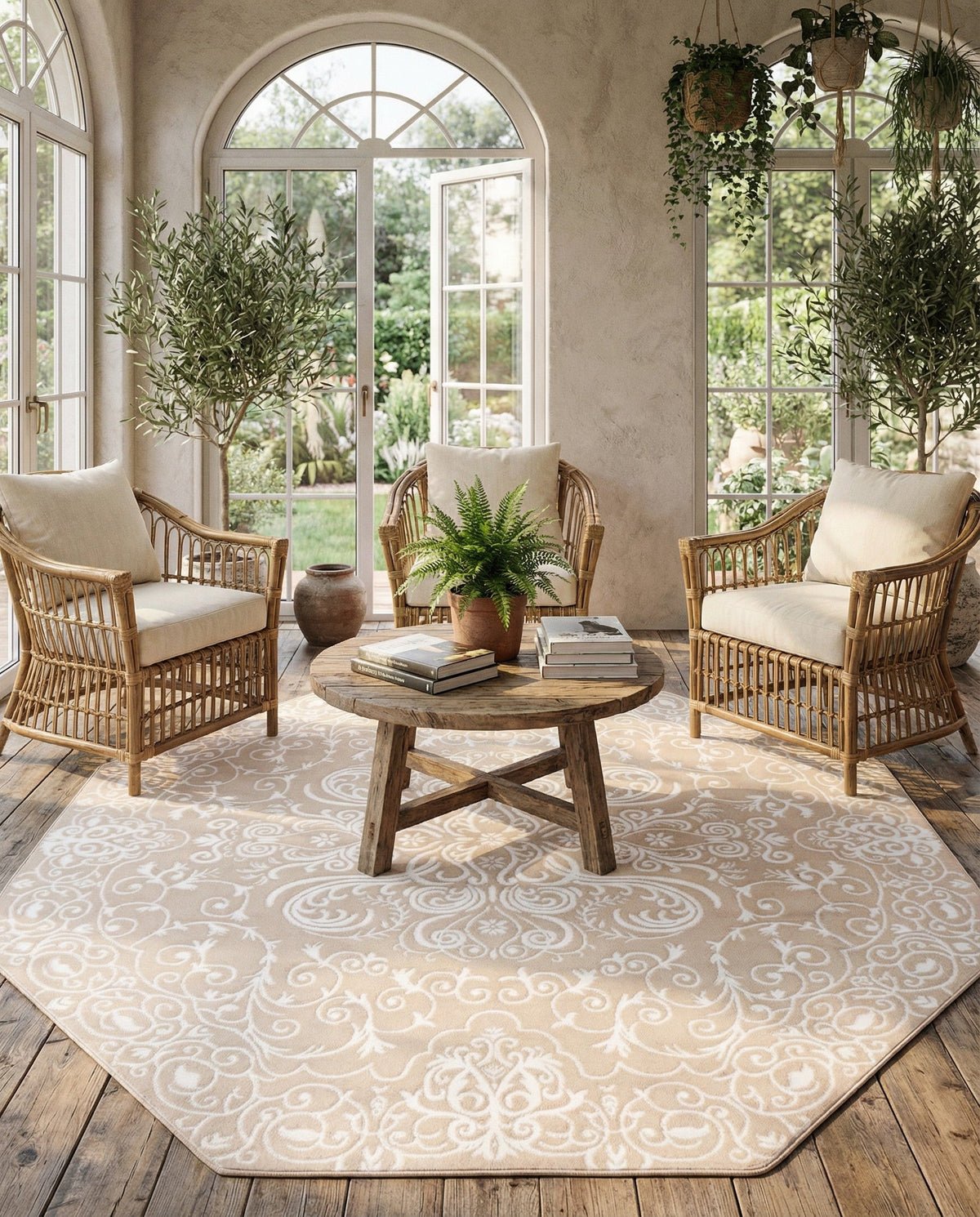 Andes Summit Collection Area Rug -  Lanín Octagon Beige  lifestyle 86