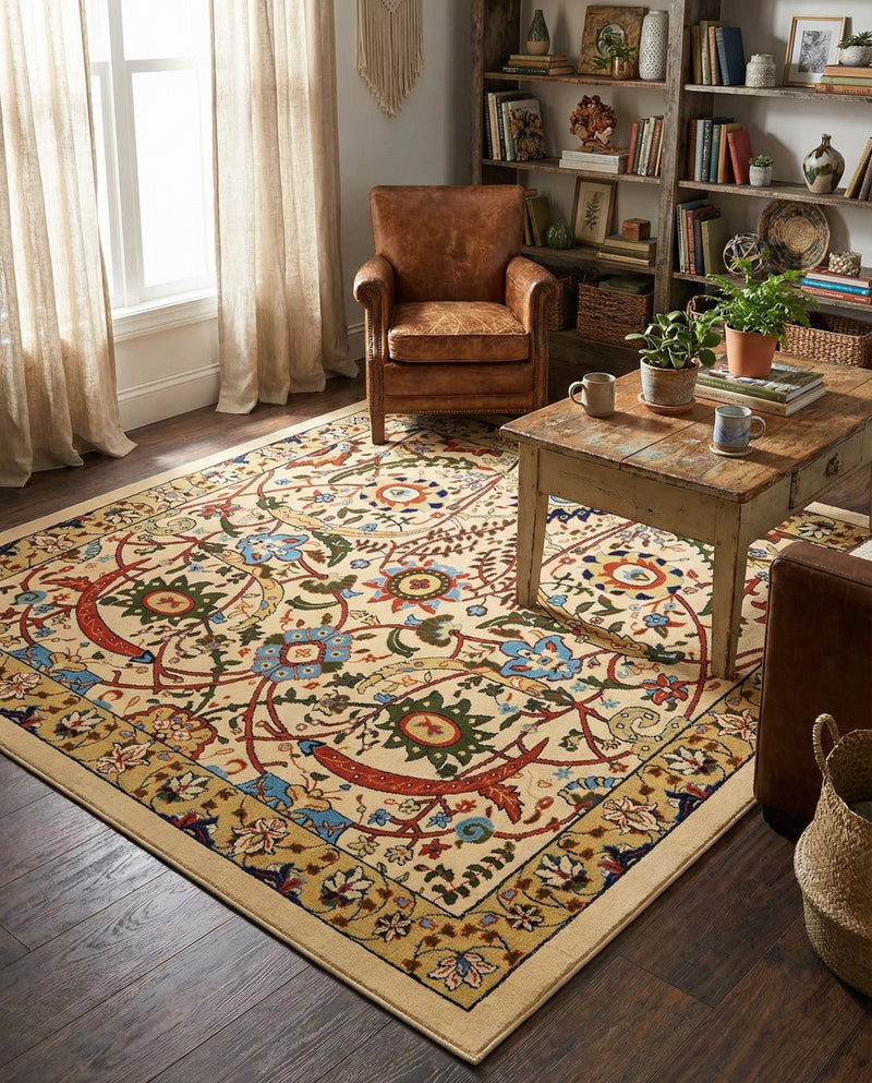 Tabriz Tapestry Collection Area Rug - Sahand (Cream) Square Cream  lifestyle 52