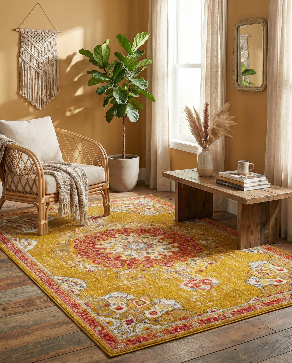 Brighton Terrace Collection Area Rug - Hove (Gold) Rectangle Gold  lifestyle 12