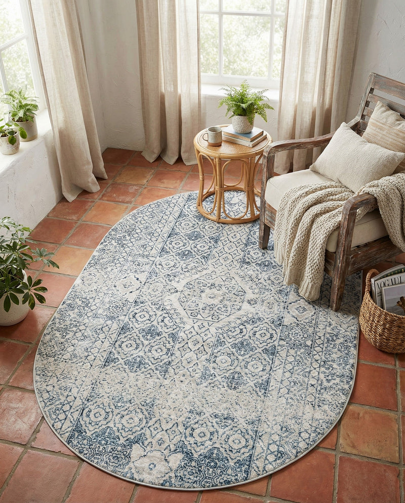 Coastal Haven Collection Area Rug -  Shoreline Oval Gray  lifestyle 60