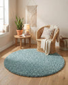 Plush Oasis Collection Area Rug - Serenity (Light Slate Blue) Round Light Slate Blue  lifestyle 49