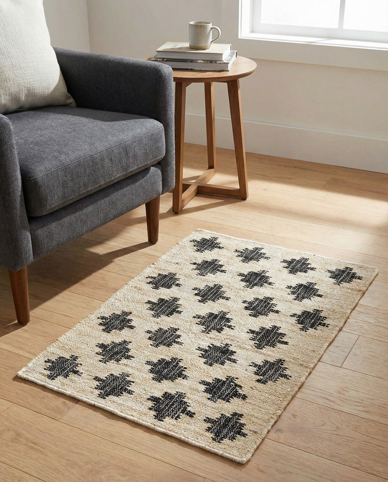 Benares Handwoven Jute Collection Area Rug -  Bodhi Rectangle Beige and Black  lifestyle 24