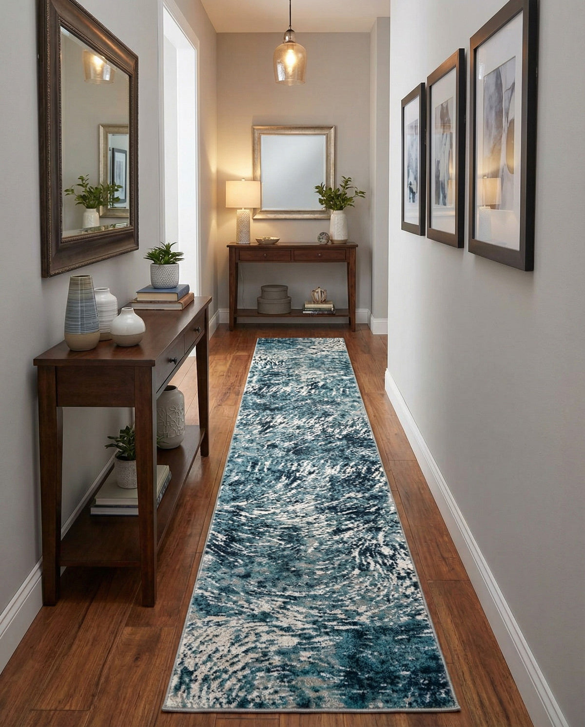 Serenity Sands Collection Area Rug -  Quietshore Runner Blue  lifestyle 86