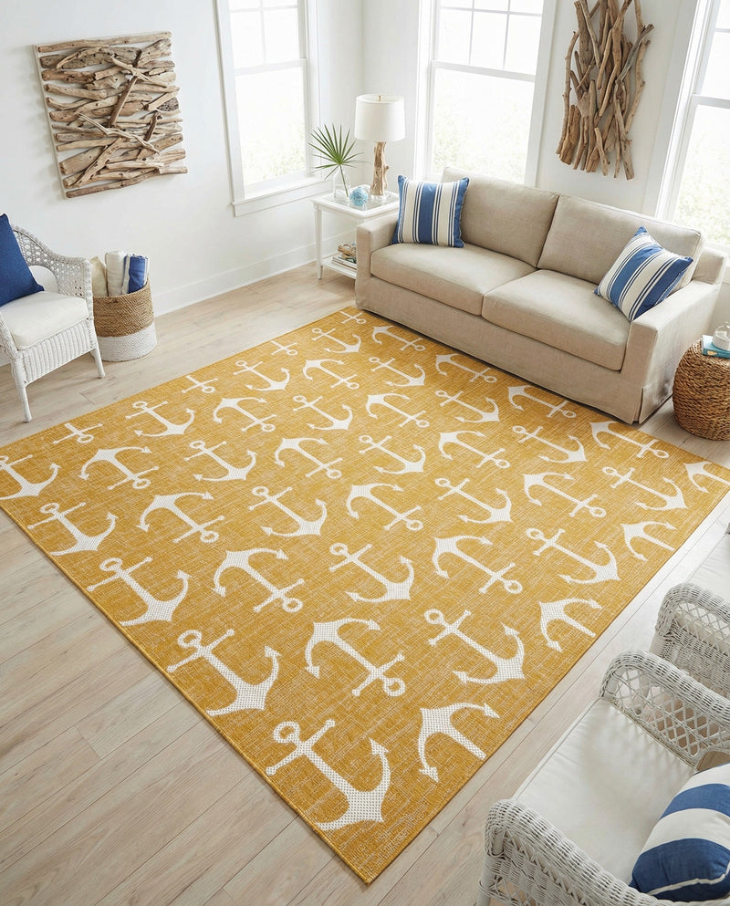 Seaside Haven Rugs Collection Area Rug - Sapphire (Yellow) Square Yellow  lifestyle 46