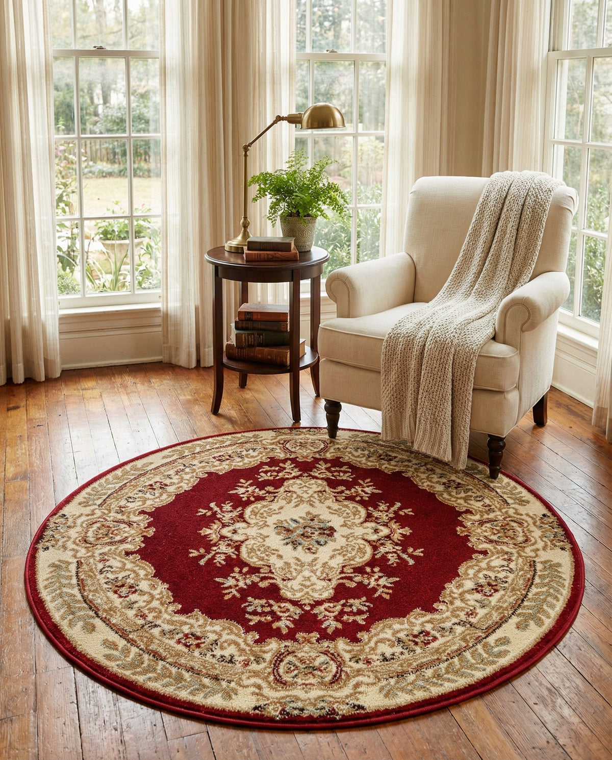 Versailles Elegance Collection Area Rug -  Vincennes Round Red  lifestyle 128