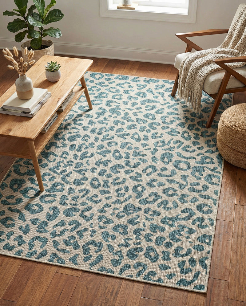 Savannah Escape Collection Area Rug -  Amazon (Teal) Rectangle Teal  lifestyle 6