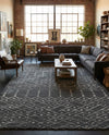 Marrakesh Lattice Collection Area Rug - Casablanca (Charcoal Gray) Rectangle Charcoal Gray  lifestyle 7