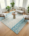 Mediterranean Lattice Collection Area Rug -  Casablanca (Ivory Blue) Square Ivory Blue  lifestyle 74