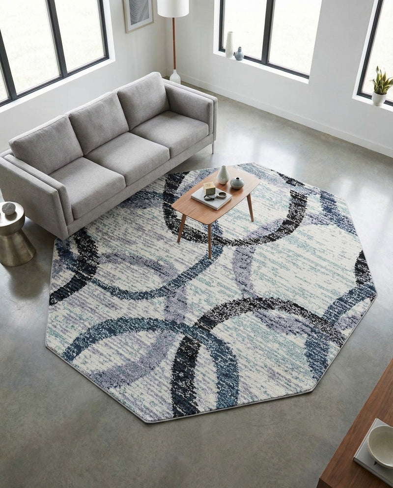 Santa Fe Trails Collection Area Rug -  Taos Octagon Ivory  lifestyle 55